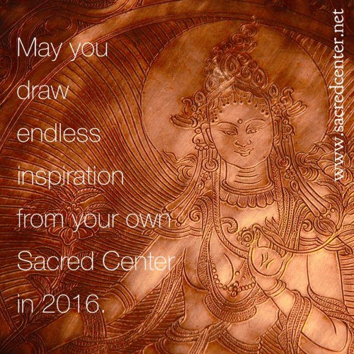 May you draw endless inspiration from your own Sacred Center in 2016 | Tibetan singing bowl with goddess
